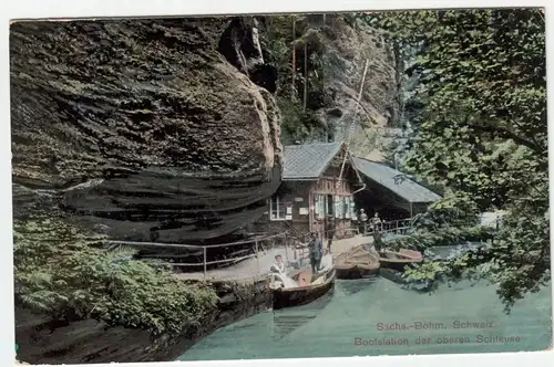 Sächs. Böhm. Schweiz. Bootstation der oberen Schleuse.