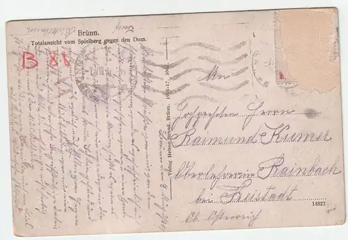Brünn. Totalansicht vom Spielberg gegen den Dom.
