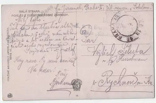 Praha. Mala Strana. Pohled z Fürstenbergske zahrady