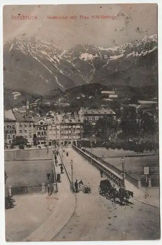Austria - Innsbruck. Innbrücke mit Frau Hitt-Gebirge