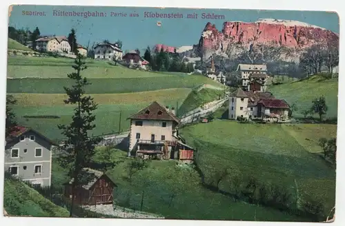Südtirol. Rittenbergbahn: Partie aus Klobenstein mit Schlern