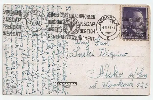 Arbeit auf dem Gebiet // // Postkarte // NSDAP Stempel