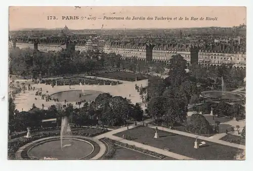 Paris - Panorama du Jardin des Tuileries et de la Rue de Rivoli
