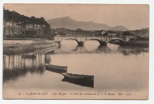 St Jean de Luz Cote Basque Le Pont du Chemin de fer et la Rhune