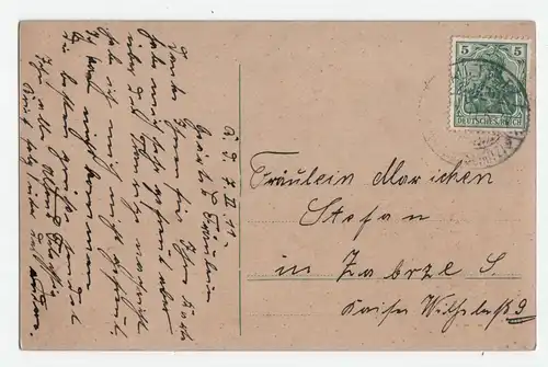 Alte Ansichtskarte // Porträt einer Frau mit Blumen 1911