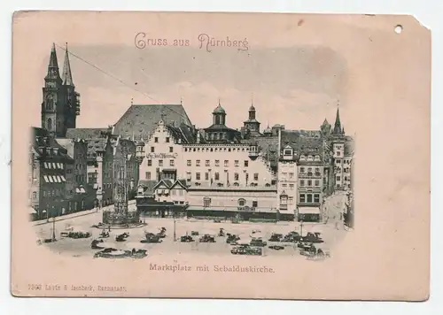 Gruss aus Nürnberg Marktplatz mit Sebalduskirche