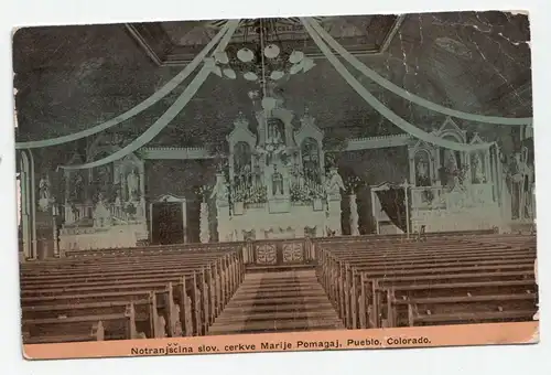 Notranjscina slov. cerkve Marije Pomagaj, Pueblo, Colorado.