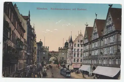München. Neuhauserstrasse mit Karlstor. // jahr 1911