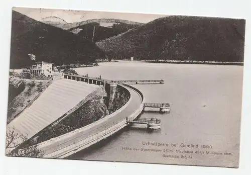 Urfttalsperre bei Gemünd (Eifel) // Höhe der Sperrmauer 58 m //  jahr 1907