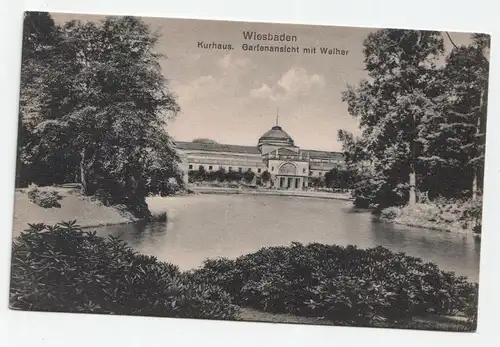 Wiesbaden Kurhaus. Gartenansicht mit Welher