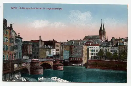 Metz, St. Georgenbrücke mit St. Segolenakirche.