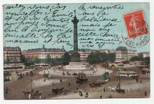 Paris. La Place de la Bastille. jahr 1912