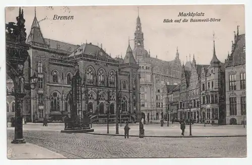 Bremen. Marktplatz Blick auf die Baumwoll - Börse jahr 1908