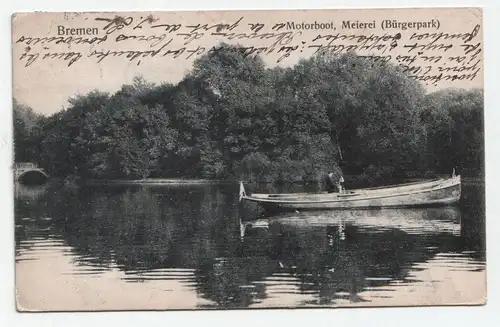 Bremen Motorboot, Meierei (Bürgerpark) jahr 1908