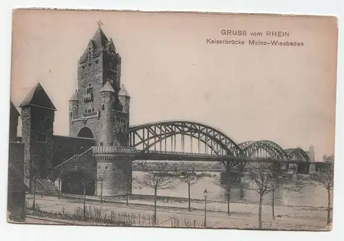 Gruss vom Rhein Kaiserbrücke Mainz Wiesbaden