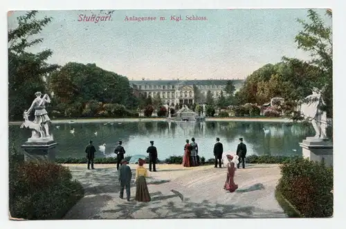 Stuttgart. Anlagensee m. Kgl. Schloss.