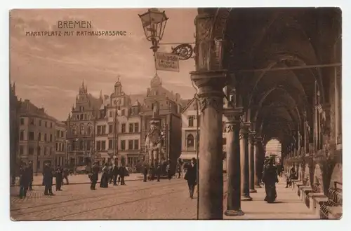 Bremen Marktplatz mit Rathauspassage jahr 1906