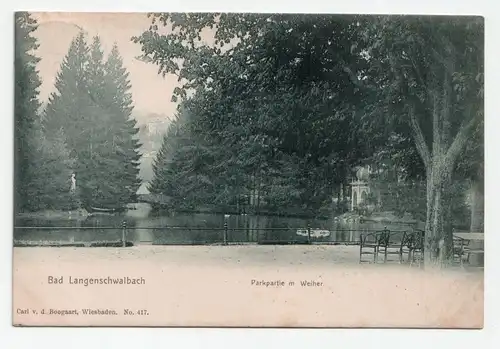 Bad Langenschwalbach Park Partie am Weiher. jahr 1902