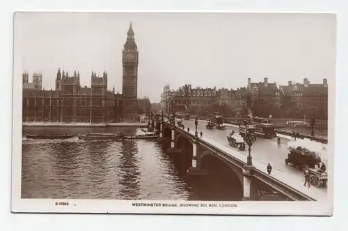 Westminster Bridge, Showing Big Ben, London.
