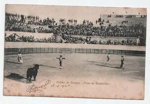 Arenes de Beziers - Pose de Bauderilles. jahr 1900