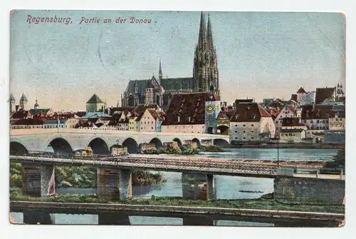 Regensburg, Partie an der Donau. jahr 1914