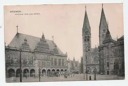 Bremen, Rathaus, Dom und Börse. jahr 1908