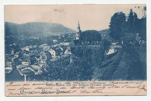 Gruss aus Baden - Baden. Baden - Baden von der Schloss - Terrasse gesehen / 1909