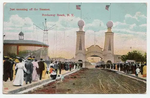 Just comming off the Steamer. Rockaway Beach, N.Y.