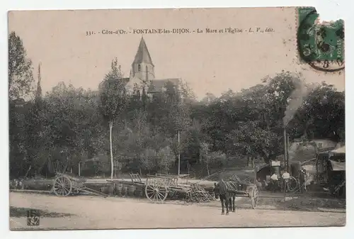 Cote-d Or. - Fontaine-les-Dijon. - La Mare et I Eglise. jahr 1908