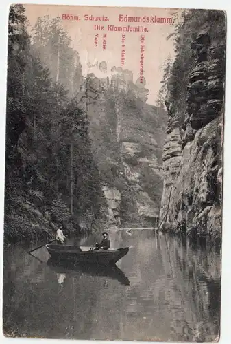 Böhm. Schweiz. Edmundsklamm. Die Klammfamilie. jahr 1908