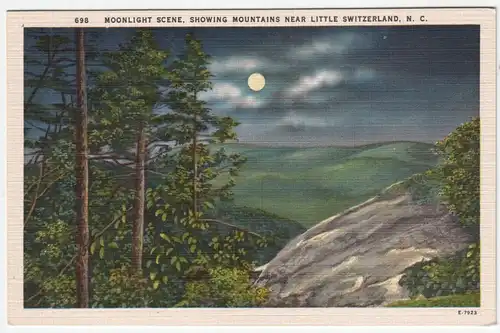 Moonlight Scene. Showing Mountains Near Little Switzerland, N. C.