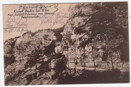 Kurort Baden bei Wien. Karl Suckfüll-Felsenweg zum Museum. Putschanerlucke.