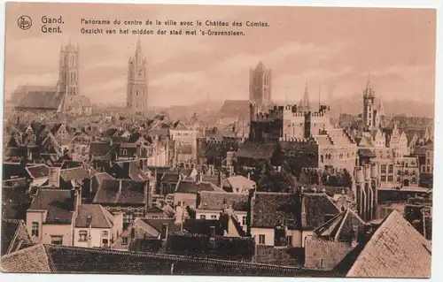 Gand. Panorama du centre de la ville avec le Chateau des Comtes.