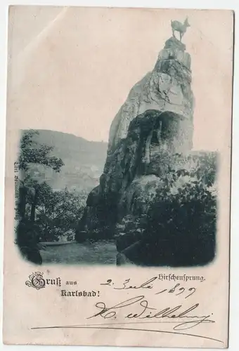 Gruss aus Karlsbad Birldenfprung.?? // jahr 1899