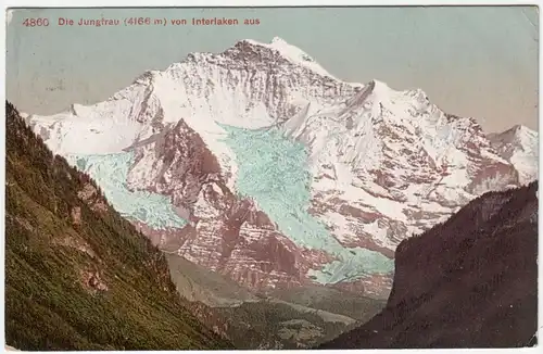 Die Jungfrau (4166 m) von Interlaken aus. // jahr 1909