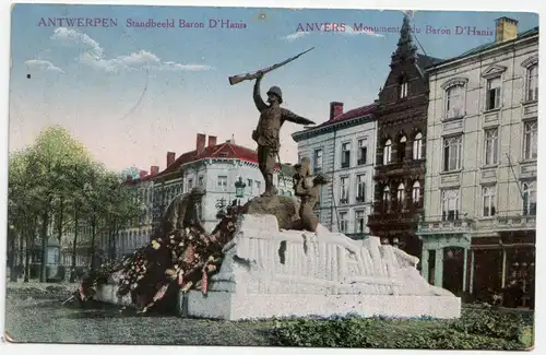 Antwerpen. Standbeeld Baron D Hanis. // Feldpost