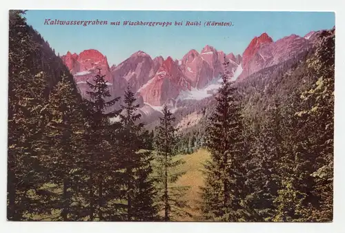 Kaltwassergraben mit Wischberggruppe bei Raibl (Kärnten). Jahr 1914