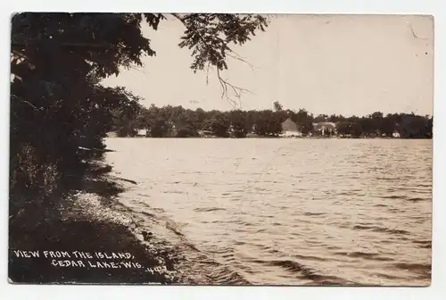 View from the island, cedar lake, wis. 1923