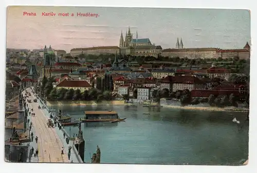 Praha. Karluv most a Hradcany. jahr 1908