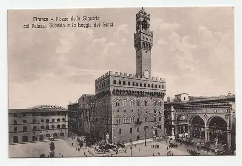 Firenze - Piazza della Signoria col Palazzo Vecchio e la Loggia dei Lanzi