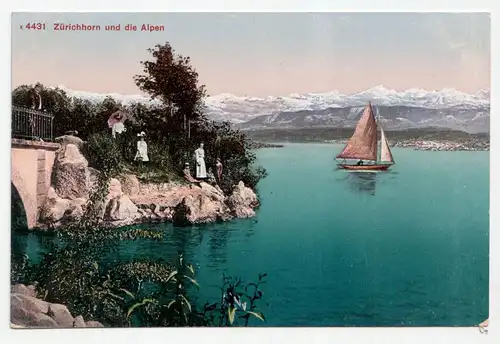 Zürichhorn und die Alpen.