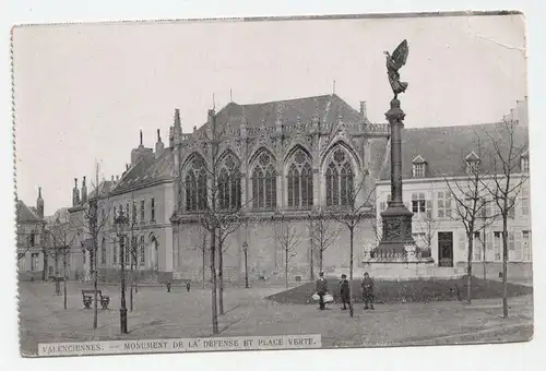 Valenciennes. - Monument De La Defense Et Place Verte. jahr 1917