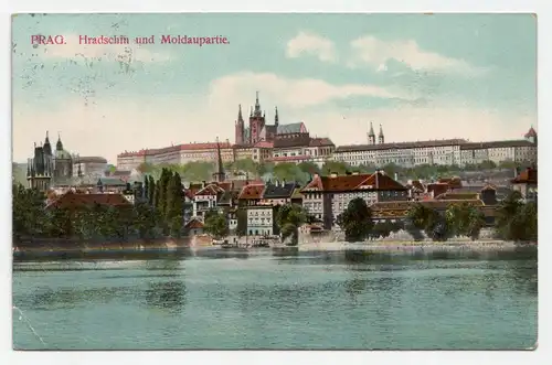 Prag. Hradschin und Moldaupartie. jahr 1909