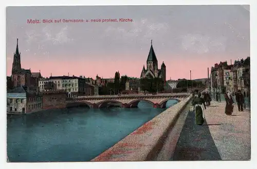 Metz. Blick auf Garnisons u. neue protest. Kirche. jahr 1917 // Feldpost