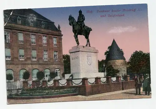 Metz. Denkmal Kaifer Friedrich III. und Reichsbank.