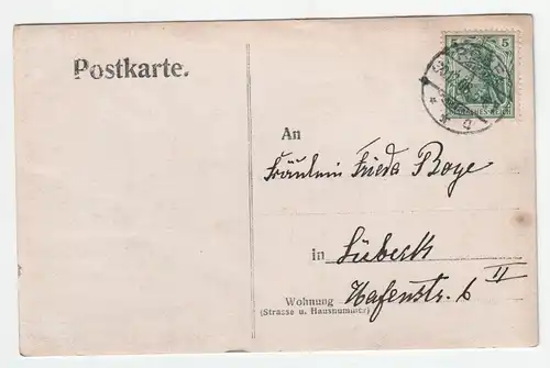 See, alte Ansichtskarte, adressat Lübeck, jahr 1908