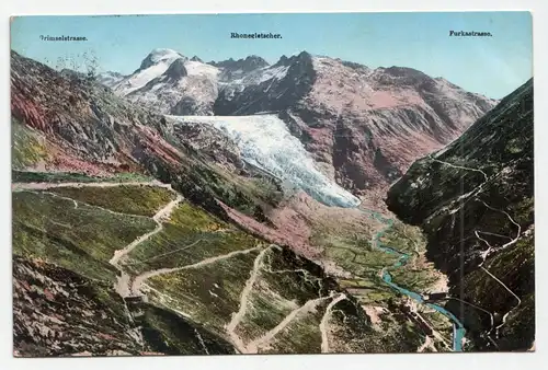 Rhonegletscher. Gesamt-Uebersicht der Grimsel - und Furka-Route. jahr 1913