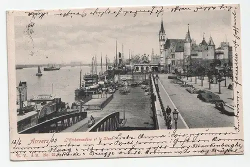 Anvers. L Embarcadere et le Steen. jahr 1903