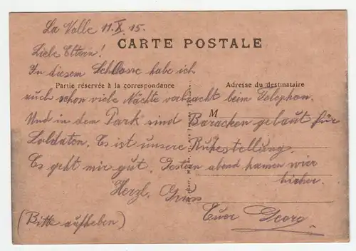 Wavrin - Chateau de la Vallee. jahr 1915