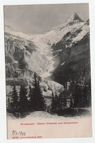 Grindelwald - Oberer Gletscher und Schreckhorn. jahr 1906
